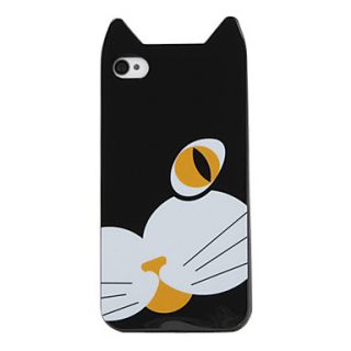 Cartoon Cat Pattern Hard Case for iPhone 4 and 4S (Black)