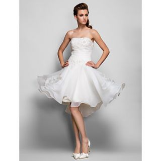Free Custom measurements A line Princess Strapless Knee length Organza Wedding Dress (362050)