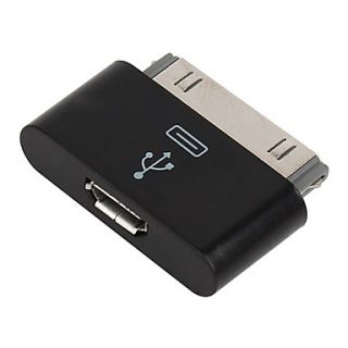 Micro USB Female to Apple 30 Pin Male Charge and Sync Adapter for iPad ,iPhone and iPod (Black)