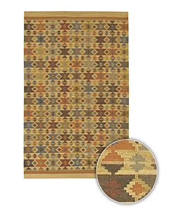 Handmade Mandara Geometric Wool Rug (8 X 11) (BeigePattern OrientalMeasures 0.1875 inch thickTip We recommend the use of a non skid pad to keep the rug in place on smooth surfaces.All rug sizes are approximate. Due to the difference of monitor colors, s