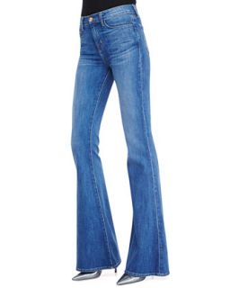 Womens Valentina High Rise Flare Jeans, Sail   J Brand Jeans