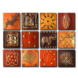 Hand painted Animal Oil Painting with Stretched Frame   Set of 12