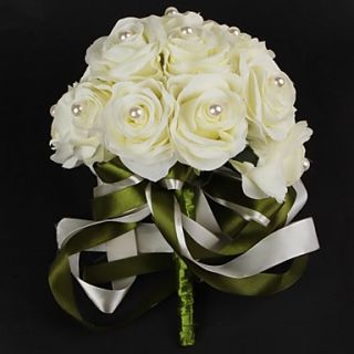 Satin / Cotton With Pearl Round Shape Wedding Bouquet