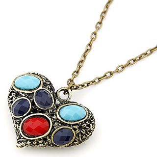 Gun Color Plated Colorful Peach Heart Alloy Necklace