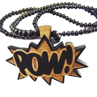 Word Pow Pattern Wooden Necklace