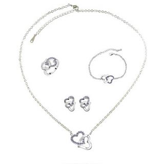 Alloy With Crystal Heart To Heart Womens Jewelery Set Including Necklace,Bracelet,Ring And Earrings (More Colors)