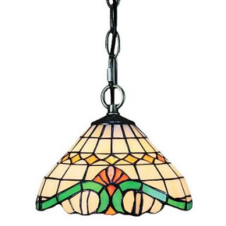 60W Glass Tiffany Pendant Light with 1 Light in Check Pattern