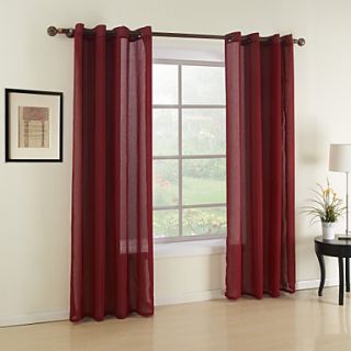 (One Pair) Classic Red Solid Sheer Curtain