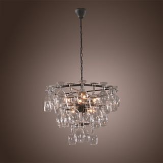 60W E27 Pendent Light with 6 Lights in Wine Glass Feature