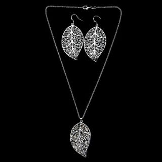 Beautiful Silver Plated Big Leaf Womens Jewelery Set Including Necklace,Earring