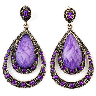 Special Water Drop Style Retro Earrings for Women (Purple)