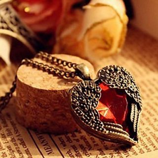 Womens Heart Wing Vintage Necklace