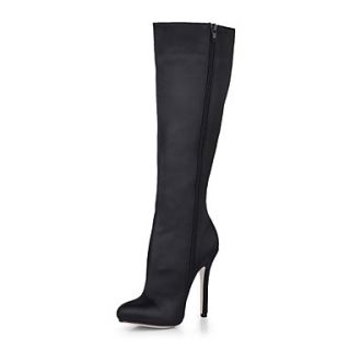 Beautiful Silk Stiletto Heel Knee High Boots With Zipper Party/Evening Shoes