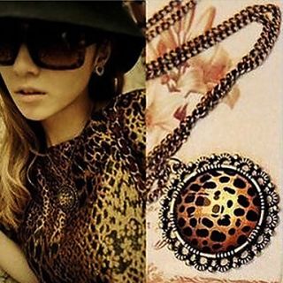 Womens Vintage Leopard Crystal Necklace