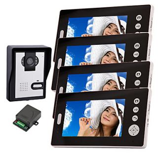 Wireless Night Vision Camera with 7 Inch Door Phone Monitor (1camera 4 monitors)