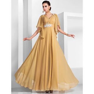 A line V neck Floor length Chiffon Evening Dress (466566)