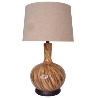 Integrity 26 inch Brown And Beige Blown Glass Table Lamp With Night Light (Brown and beigeMaterials CeramicDimensions 26 inches high x 16 inches wide x 18 inches deep )