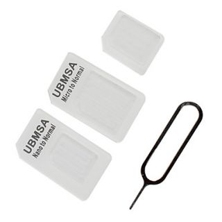 Nano and Micro Sim Card Adaptor with Extraction Needle for iPhone 4 , 4S and 5