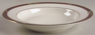 Nikko Bordeaux Large Rim Soup Bowl, Fine China Dinnerware   Green Accents,Red Ma