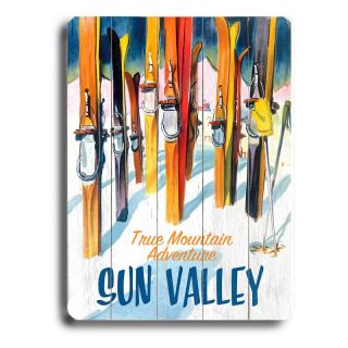 Artehouse 14 x 20 in. Sun Valley True Mountain Adventure Wood Sign Multicolor  