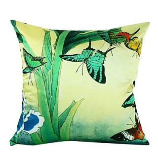Country Butterfly Silk Decorative Pillow Cover