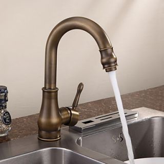 Antique Brass Finish Deck Mounted Single Handle Kitchen Faucet