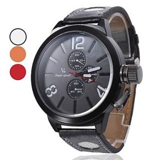 Mens Quartz PU Analog Wrist Watch (Black)