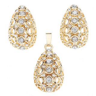 Deal Apple Inserted White Zircon Earring and Pendant Jewelry Set