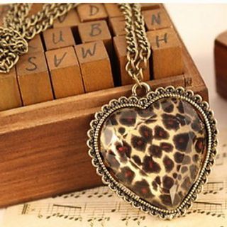 Womens Leopard Heart Necklace