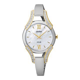 Seiko Modern Jewelry Womens Mother of Pearl Crystal Accent Watch