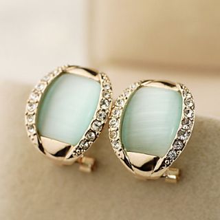 Womens Rhinestone Decor Opal Beetle Earrings