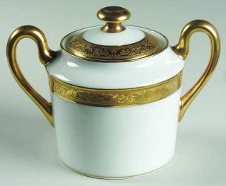 Ceralene Ambassador Gold Sugar Bowl & Lid, Fine China Dinnerware   Menton Shape,