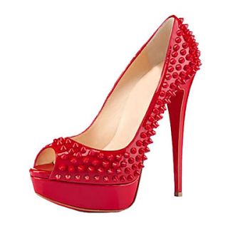 Patent Leather Stiletto Heel Peep Toe Pumps With Rivet Party / Evening Shoes