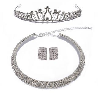 Fashion Alloy With Rhinestone Womens Jewelry Set Including Necklace,Earrings ,Tiara