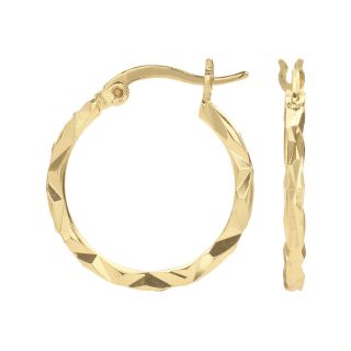 Bridge Jewelry Diamond Cut Gold Plated Hoop Earrings