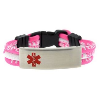 Hope Paige Medical ID Titanium Sport Bracelet   Pink/White (Medium)