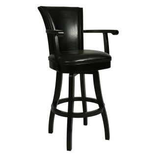 Pastel Glenwood 30 in. Swivel Bar Stool with Arms   Feher Black Black Leather  