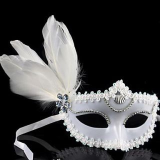 Elegant White Feather PVC Holiday Half face Mask