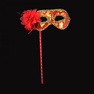 Elegant Flower and Sequin Red PVC Holiday Half face Mask
