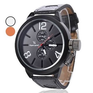 Mens Racing Style Black PU Band Quartz Wrist Watch (Assorted Colors)