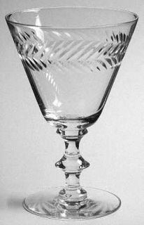 Morgantown 7685 1/2 1 Water Goblet   Stem #7685 1/2,Cut  Laurel On Bowl