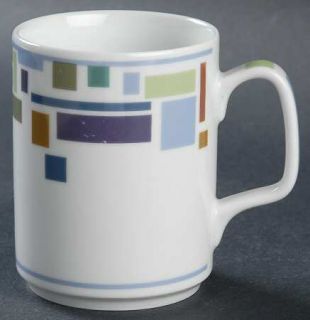 Oneida Mondrian Mug, Fine China Dinnerware   Multicolor Interlock Blocks