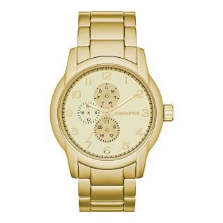 CLAIBORNE Mens Round Dial Gold Tone Multifunction Watch