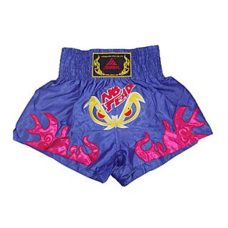Kick Boxing Professional Embroidery Shorts Fire Pattern Blue (Average Size)