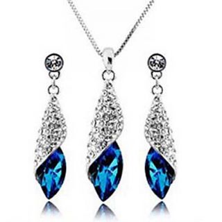 Womens Elegant Gemstones Long Drop Earrings and Necklace Set