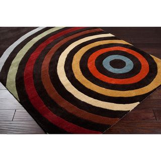 Hand tufted Black Contemporary Multi Colored Circles Mayflower Wool Geometric Rug (8 X 11)