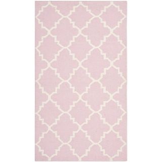 Safavieh Hand woven Moroccan Dhurrie Pink/ Ivory Wool Rug (26 X 4)