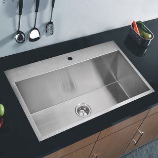 Water Creation Zero Radius Single Bowl Stainless Steel Hand Made Drop In Kitchen Sink