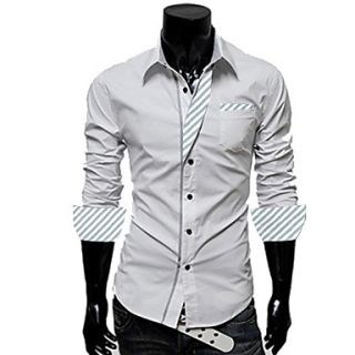 Mens Lapel Stripes Long Sleeve Fitted shirt