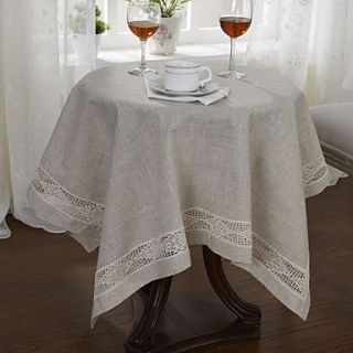Square Vintage Natual Linen with Lace Table Cloths